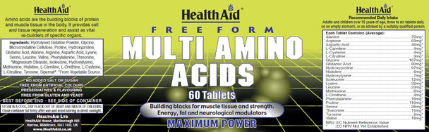 Health Aid Free Form Multi Amino Acids 60'S