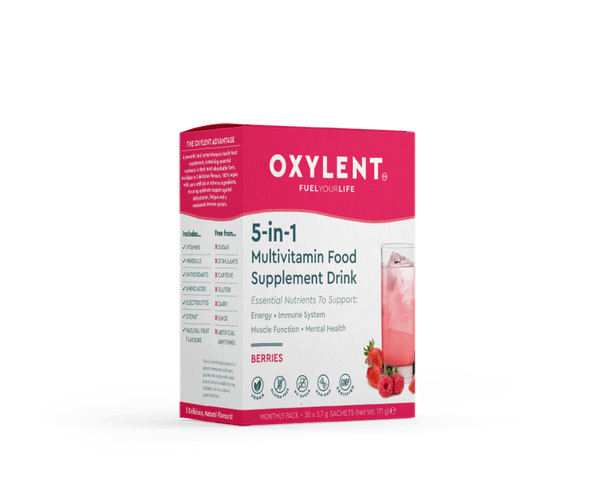 Oxylent 5-In-1 Multivitamin Food Supplement Drink Berries 30'S