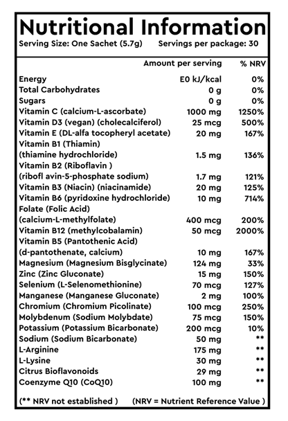 Oxylent 5-In-1 Multivitamin Food Supplement Drink Berries 30'S