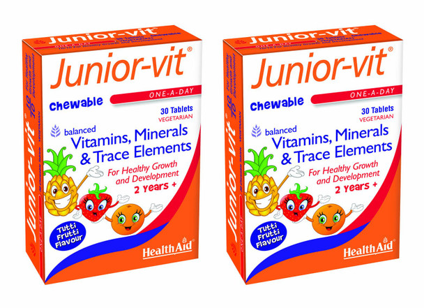 HealthAid Junior-Vit Chewable Multivitamins Pack of 2 x 30 Vegetarian Tablets (60 Tablets)