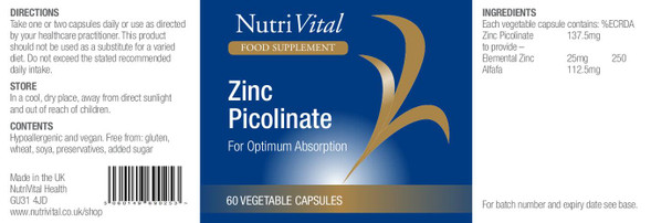 Nutrivital Zinc Picolinate 60's