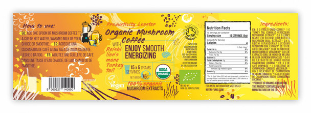 Nutri-Fungi Organic Mushroom Coffee, Enjoy Smooth Energizing 75g