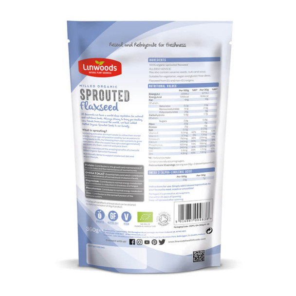 Linwoods Milled Organic Sprouted Flaxseed 360g
