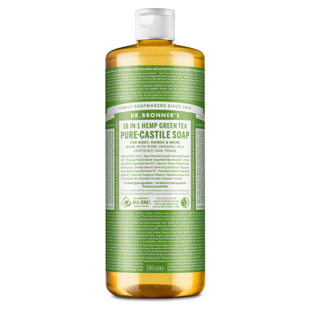 Dr Bronner's Magic Soaps 18-in-1 Hemp Green Tea Pure-Castile Liquid Soap 946ml