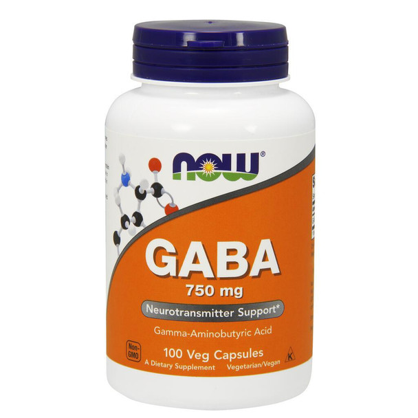 NOW Supplements GABA 750mg - 100 Veg Capsules