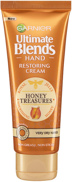 Garnier Ultimate Blends Honey Treasures Hand Cream 75ml, With Nourishing Honey To Restore Moisture, For Very Dry Hands, Fast Absorbing & Non-Greasy