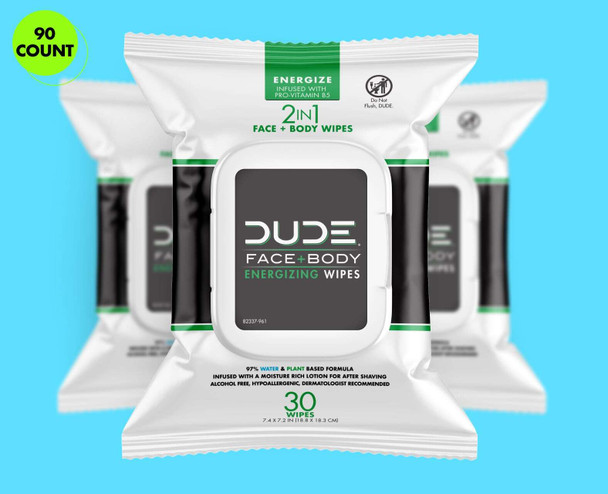 DUDE Face Wipes 30ct - Energize 3pk