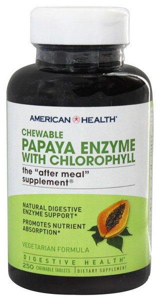 American Health Papaya Enzyme with Chlorophyll, 250 Chewable Tablets