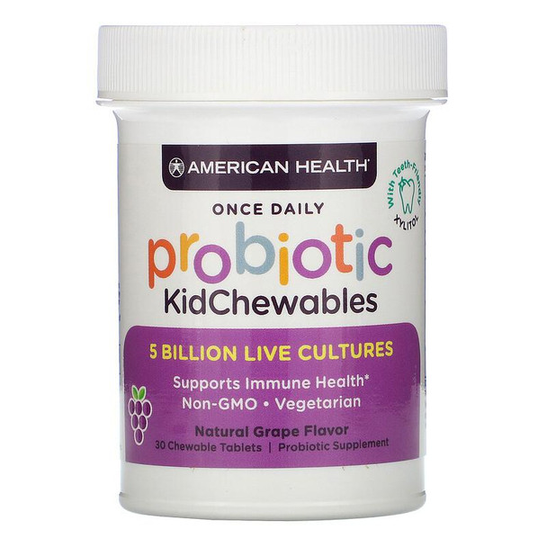 American Health, Probiotic KidChewables, Natural Grape Flavor, 30 Chewable Tablets
