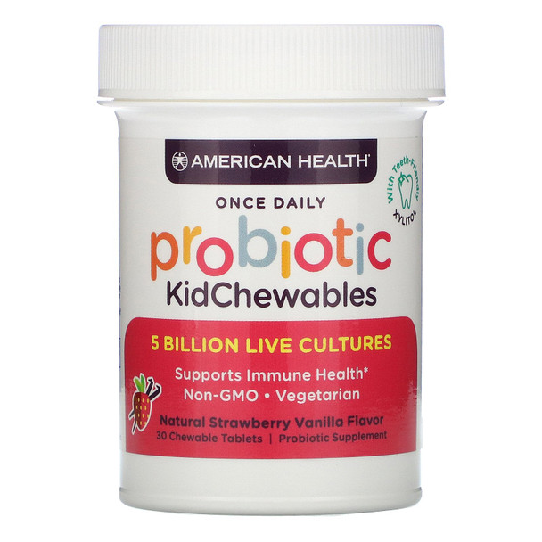 American Health, Probiotic Kid Chewables, Strawberry Vanilla Flavor, 30 Tablets