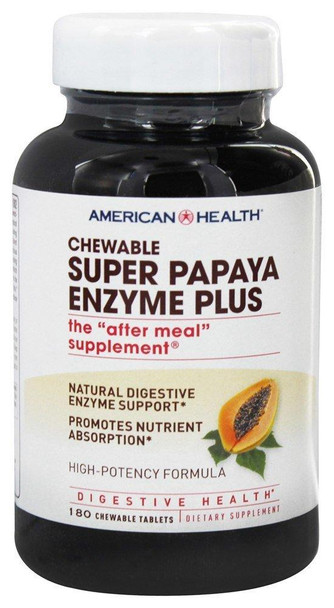 American Health Super Papaya Enzyme Plus, 180 Chewable Tablets