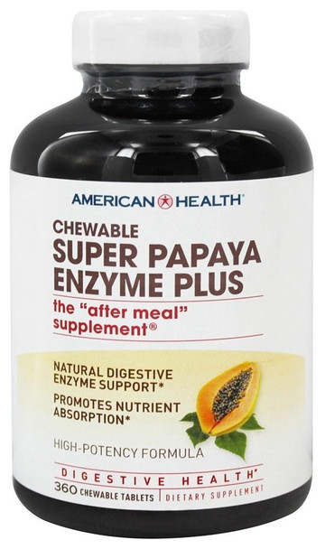 American Health Super Papaya Enzyme Plus, 360 Chewable Tablets