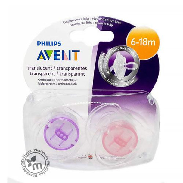 Avent Soothers Silicone 6-18 M Transparent 2 pieces PA162