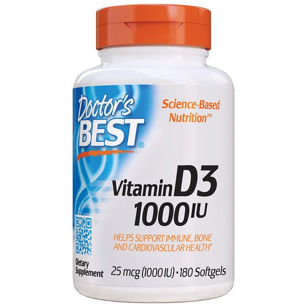 Doctor's Best Vitamin D3, 1000IU, 180 Softgels