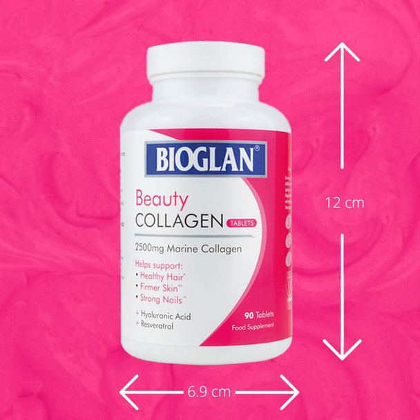 Bioglan Collagen Tablets  2500mg  Hydrolysed Marine Collagen Hyaluronic Acid  Resveratrol  Biotin  Selenium and Vitamin C  90 Tablets