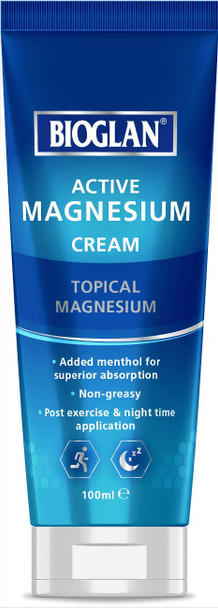 Bioglan Active Magnesium Cream | Non-Greasy | Muscle Recovery | 100ml