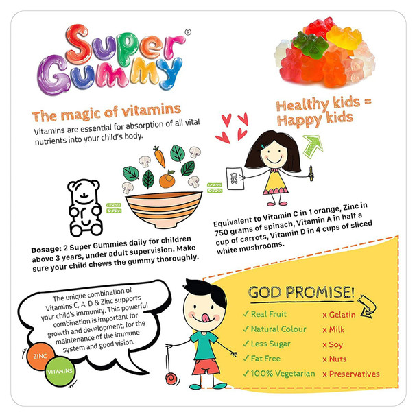 Super Gummy Zinc + Vitamins - 30 Chewable Supplements