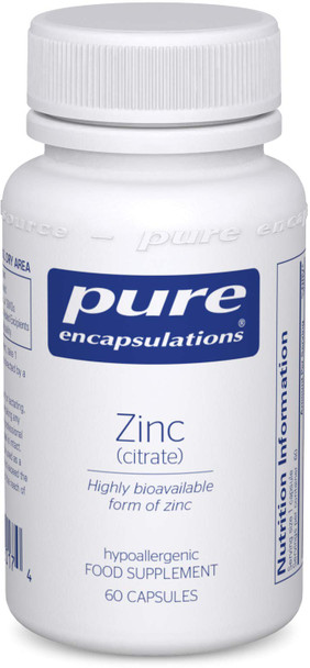 Pure Encapsulations - Zinc (Citrate) 30Mg - Highly Bioavailable Zinc Supplement For Immune And Metabolism Support - 60 Vegetarian Capsules