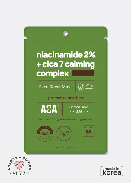 AOA Skin Niacinamide 2% + CICA 7 Calming Complex Sheet Mask