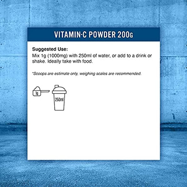 Applied Nutrition Vitamin C Powder 100% Pure Vitamin-C L- Ascorbic Acid British Pharma Grade, Instant Mixing VIT-C Non GMO, Halal, Vegan Friendly, Immune System Support, 200 Servings