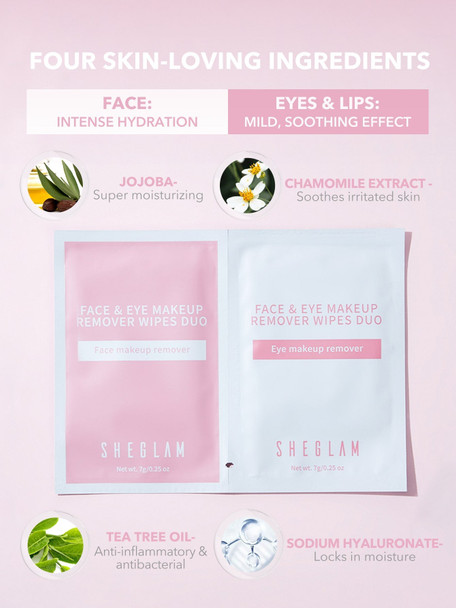 Face & Eye Makeup Remover Wipes Duo10pcs
