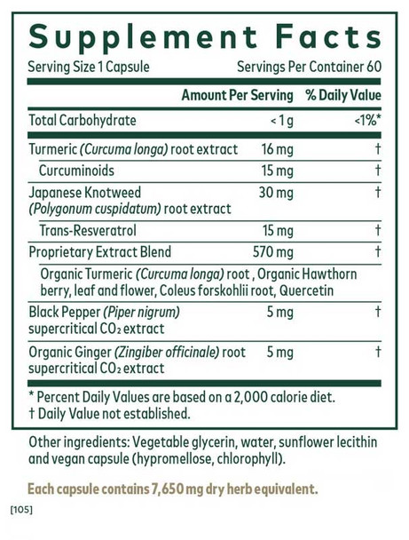 Gaia Herbs Professional Solutions Endothelial Blend: NF-kB Formula (Formerly Curcuma NF-kB: Cardiovascular)