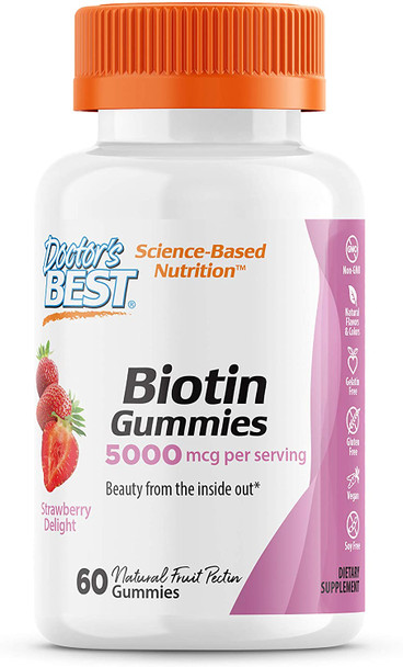 Doctor's Best Biotin, 5000mcg Strawberry Delight - 60 gummies