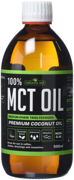 Natures Aid 100 Percent MCT Oil, Premium Coconut Oil, Sustainably Sourced, Add to Coffees or Shakes, Vegan, 500 ml