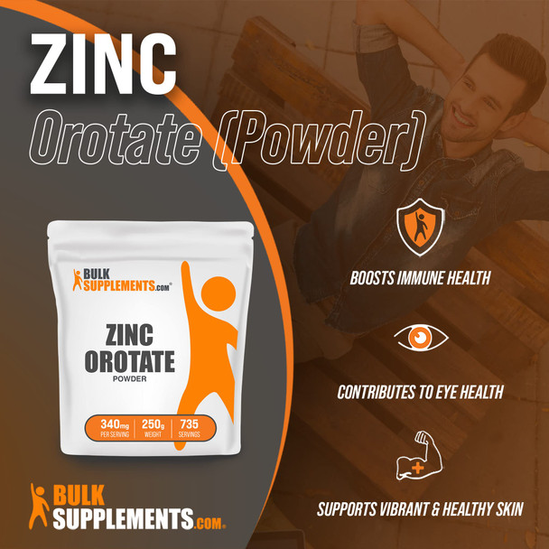 BulkSupplements.com Zinc Orotate Powder  250 Grams - 8.8 oz