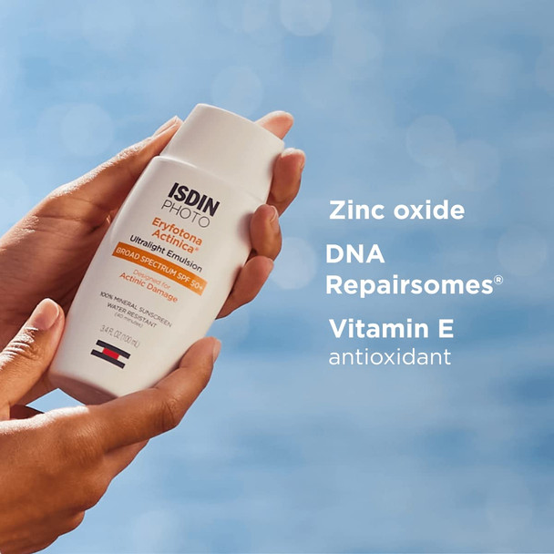 ISDIN Eryfotona Actinica Zinc Oxide and 100% Mineral Sunscreen Broad Spectrum SPF 50+ for Sensitive Skin, 3.4 Fl Oz