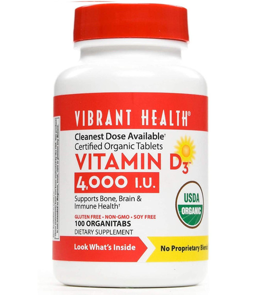 Vibrant Health, Vitamin D3 4000 IU, Supports Immune, Bone and Brain Health, 100 Capsules