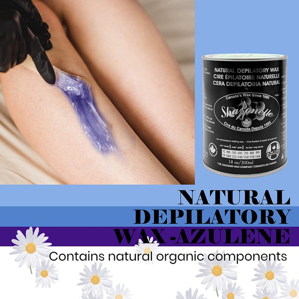 [2021 New Package Design] Sharonelle Soft Wax All Purpose Hair Removal Natural Depilatory Canned Wax for Sensitive Skin Canada-Made Melting Wax in Black color Canned Package (1PC, Azulene)