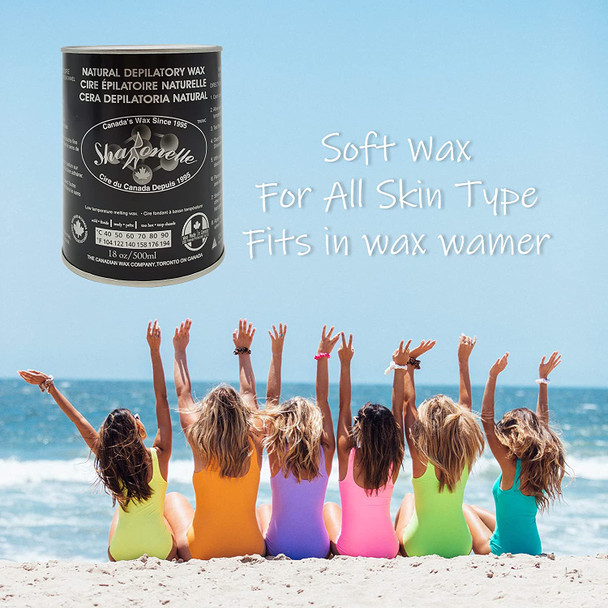 [2021 New Package Design] Sharonelle Soft Wax All Purpose Hair Removal Natural Depilatory Canned Wax for Sensitive Skin Canada-Made Melting Wax in Black color Canned Package (1PC, Azulene)