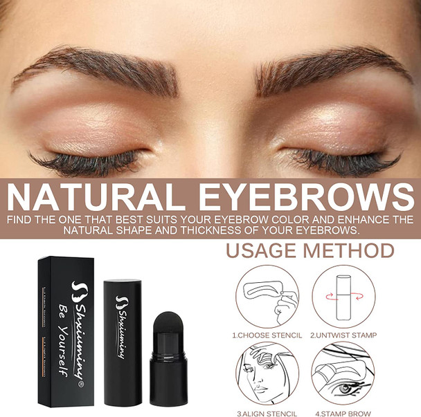 1 Step Brow Stamp and Stencil Kit 13 In 1 Brow Definer Powder Stamp Makeup with 10 Reusable Eyebrow Stencils and One Eyebrow