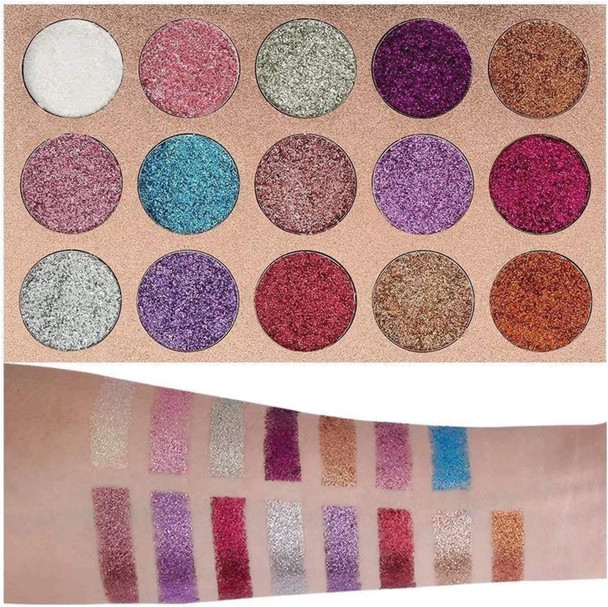 15 Colors Eyeshadow, Glitters Shimmer Pigment Pressed Makeup Palette Eyes Cosmetic