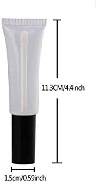 15ml Plastic Squeeze Lip Gloss Tube with Wand Applicator Brush and Black Cap Lip Balm Lipstick Empty Containers,Pack of 10