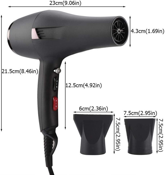 2000W Hair Dryer Blower Ultra-Quiet Hot Cold Wind Hair Dryer for Hair Styling with 2 Nozzle Adjustable 5 Temperature Files (US Plug)