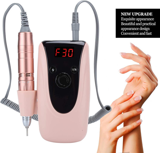 30000rpm Electric Nail Drill Handpiece Machine, Professional Portable Nail Art Drill Manicure Pedicure Machine for Salon or Home Use(US Plug)