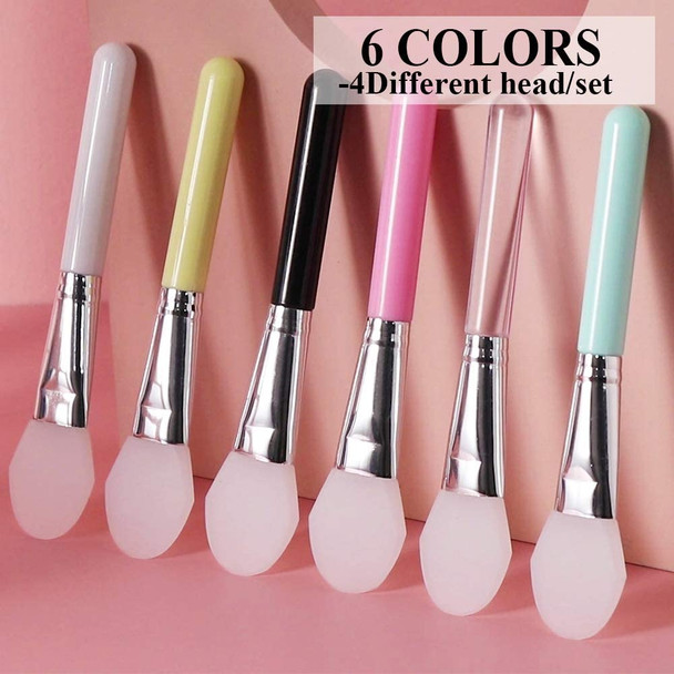 4PC Silicone Face Mask Brushes, Soft Silicone Facial Mud Mask Applicator Brush for Sleeping Mask, Hairless Body Lotion and Body Butter Clay, Charcoal Mixed Mask Beauty Tools (Transparent)