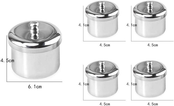 5PCS Nail Art Acrylic Powder Liquid Cup, Kalolary Mini Stainless Decorations Acrylic Nail Tips Cup Professional Nail Tools For Liquid & Powder With Nail Brush Holder