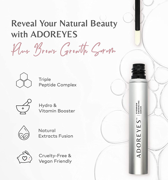 ADOREYES Eyebrow Enhancing Serum with Triple Peptide Complex for Fuller, Thicker and Healthier Brows - Made in Canada - 6 ml