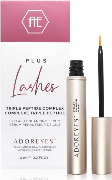 ADOREYES Plus Lashes Eyelash Growth Serum with Triple Peptide Complex for Longer, Fuller, and Thicker Lashes - Made in Canada - 6 ml