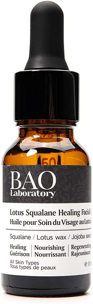 BAO Lotus Squalane Healing Facial Oil Hydrates Dry Skin, Rebalances Oily Skin, Soothes Sensitive Skin, Repairs Acne Prone Skin, Everyday Vitamin Rich Moisturizing Facial Oil for Women (15ml)