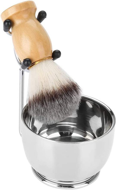 Beard Shaving Set, Professional Atainless Steel Bowl Holder Brush Shaving Tool Mustache for Men
