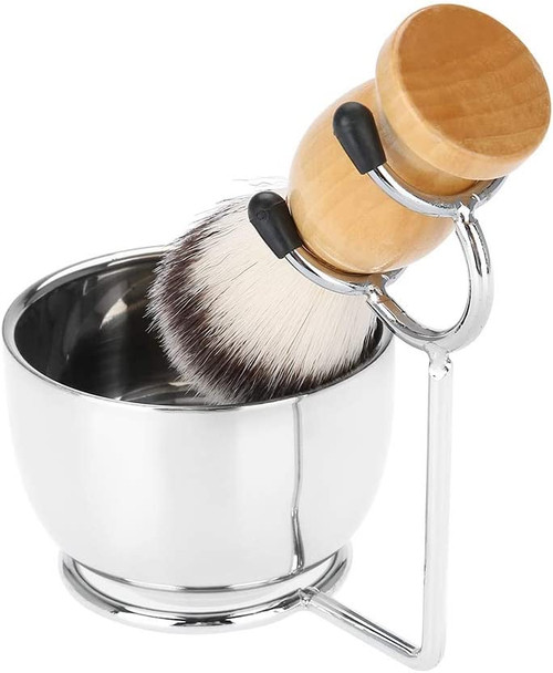 Beard Shaving Set, Professional Atainless Steel Bowl Holder Brush Shaving Tool Mustache for Men