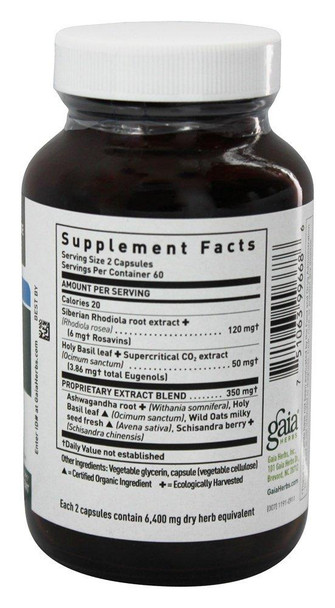 Gaia Herbs Adrenal Health Liquid Phyto-Caps, 120 Vegetarian Capsules