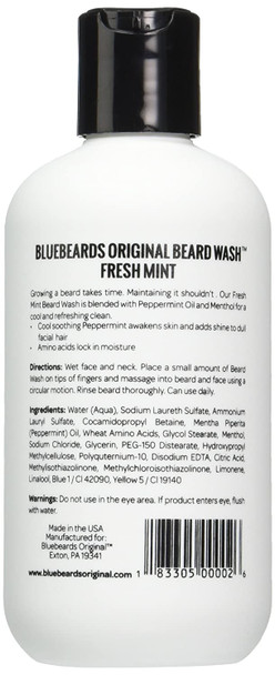 Bluebeards Original Fresh Mint Beard Wash With Peppermint Oil, 8 5 Fl Oz