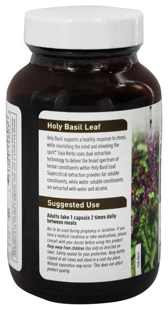 Gaia Herbs Holy Basil Liquid Phyto Caps, 120 Vegetarian Capsules
