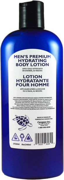 Body Lotion for Men - Carapex Premium Hydrating Body Lotion for Men, Natural Unscented Body & Hand Lotion for Dry Skin, Sensitive Skin, Rough Skin, No Parabens, Non Greasy, 8oz (3-Pack)