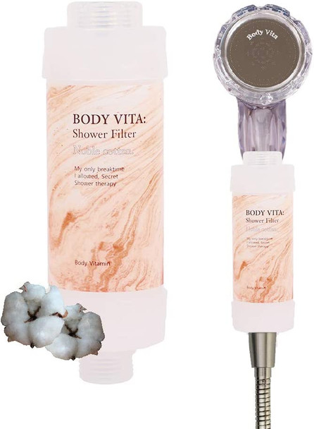 BODY VITA Premium Vitamin C Shower Filter (Noble Cotton); Organic Ingredients; Korean Beauty Product;